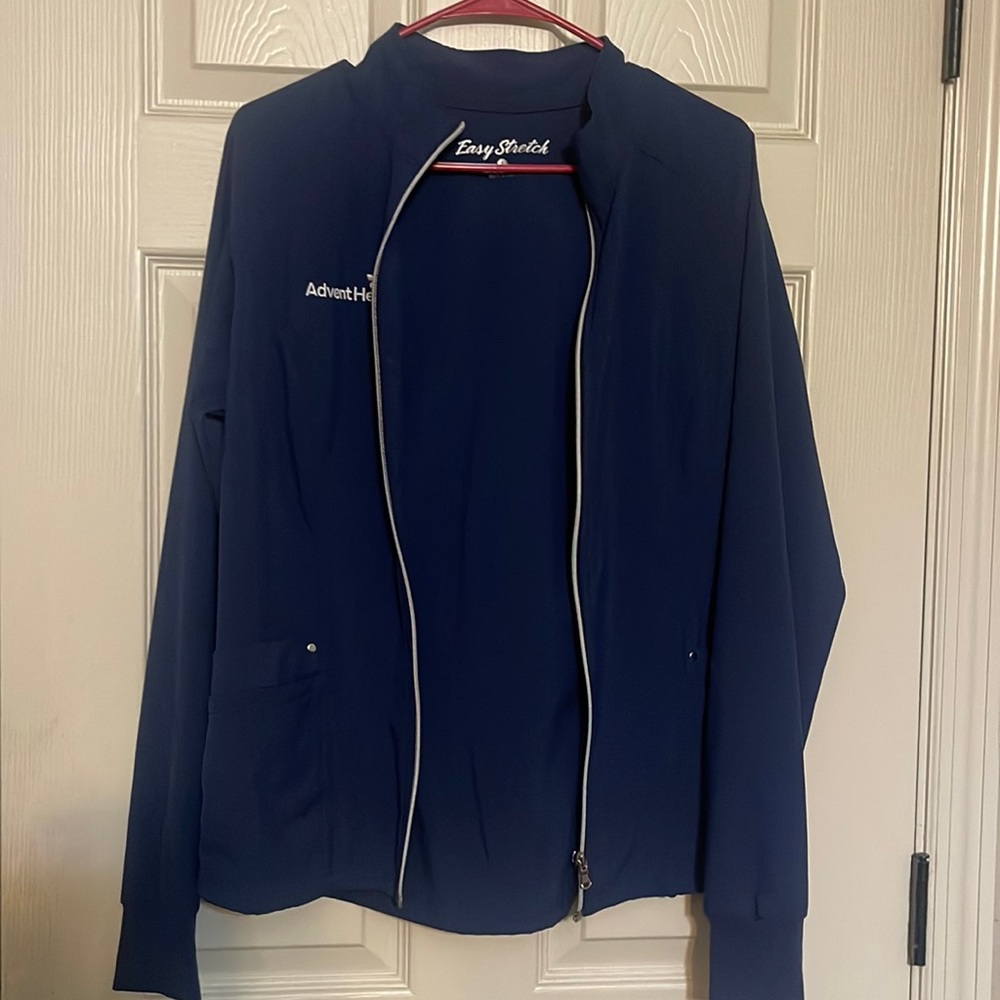 Navy blue scrub jacket (AdventHealth)